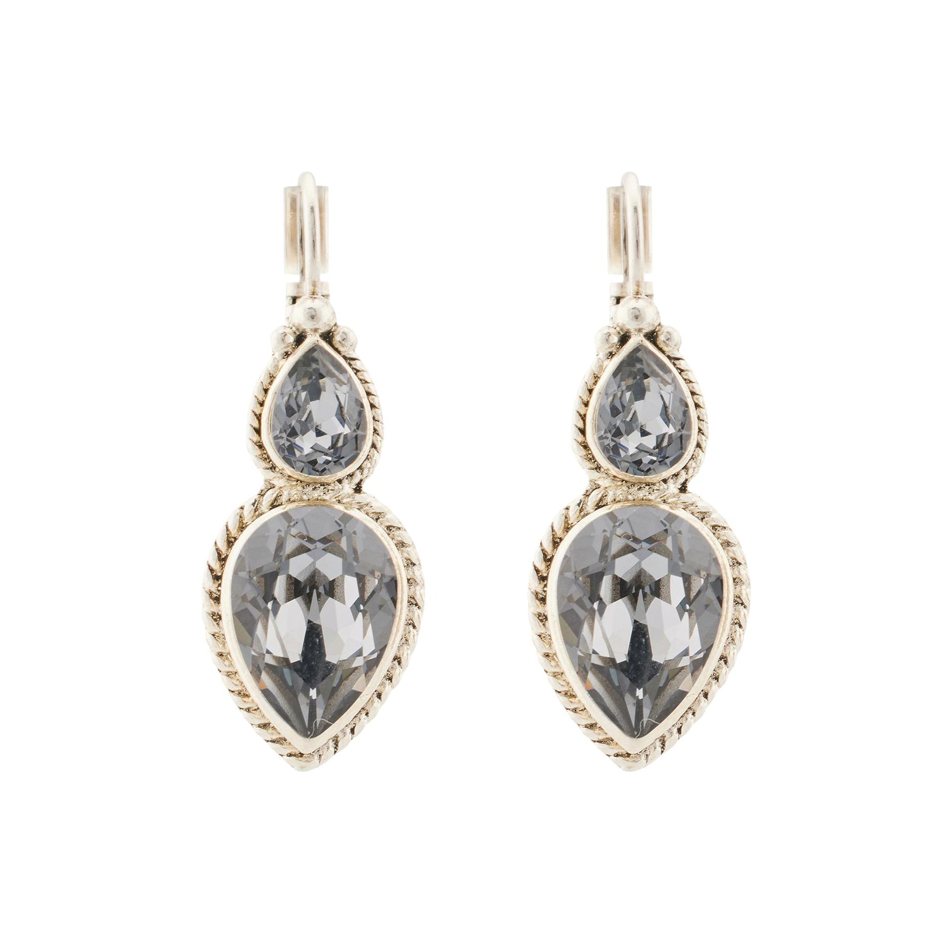 Anciennes Boucles D'oreilles Dormeuses En Or 18 Carats Et Argent - Occasion